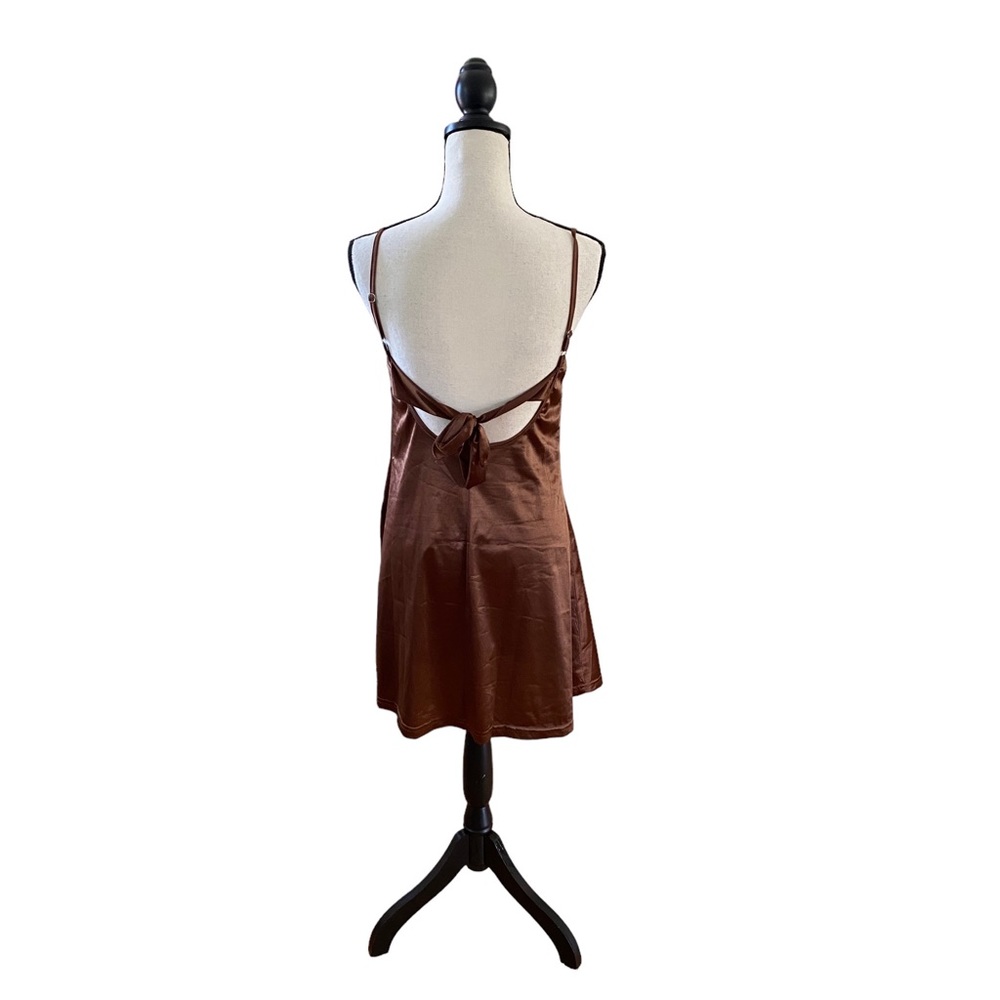 Ruched Bust Spaghetti Strap Satin Mini Dress - Picture 3 of 3